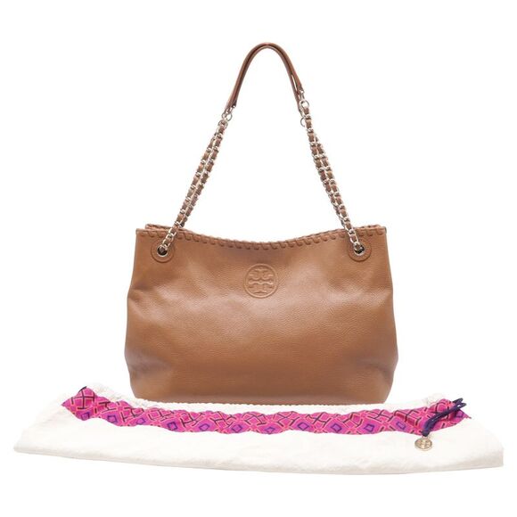 Tory Burch Whipstitch Marion Tote Bag in Tan Leather - Picture 7 of 12